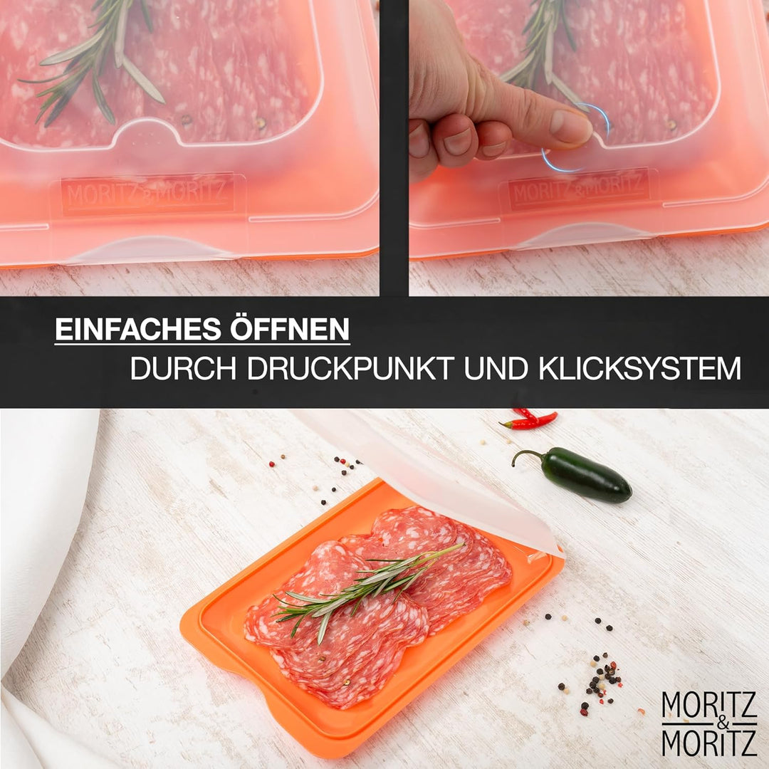 Moritz &amp; Moritz 8er Set Aufschnittbox stapelbar - Frischhaltedosen mit Deckel zur Aufbewahrung von W