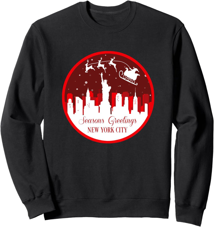 Weihnachten New York City Skyline Seasons Greetings Santa Sweatshirt