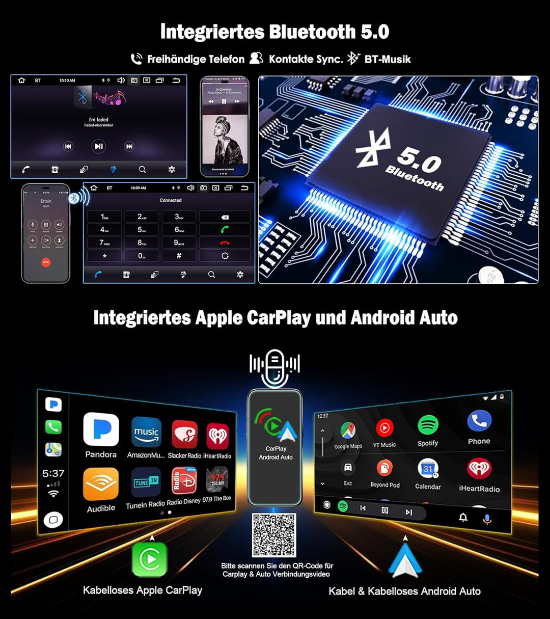 Erisin 7 Zoll 8-Kern 4GB+64GB Android 12 Autoradio mit GPS Navigation Für Mercedes Benz C/CLC/CLK Kl