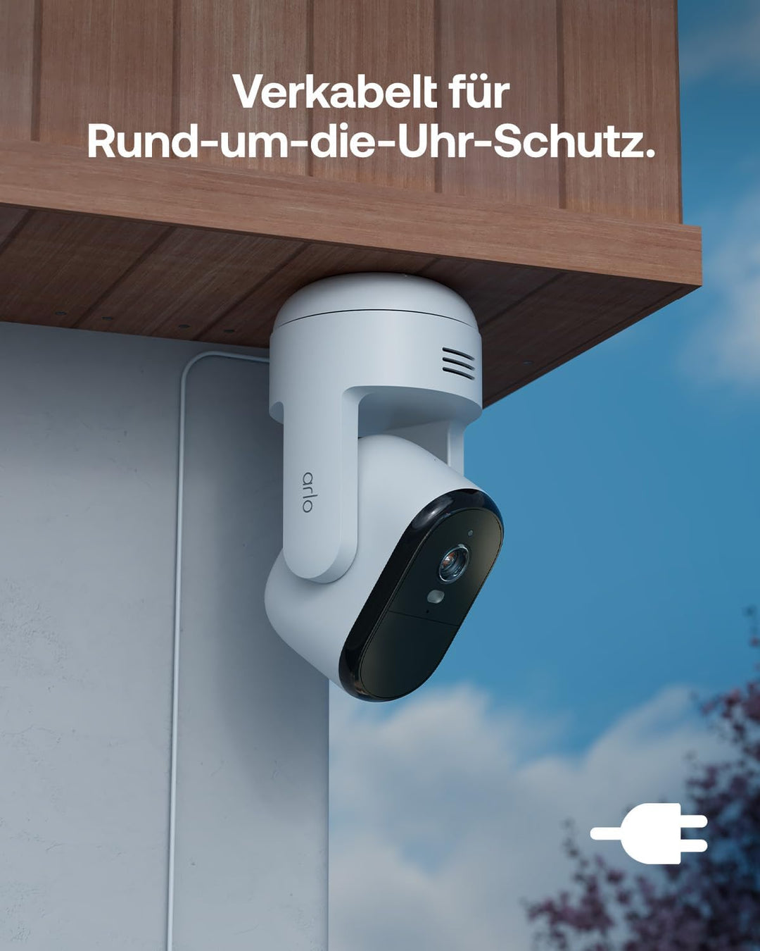 Arlo Essential 3 HD PTZ Überwachungskamera Aussen WLAN, 1080p Video, Farbnachtsicht, 360º Schwenkbar