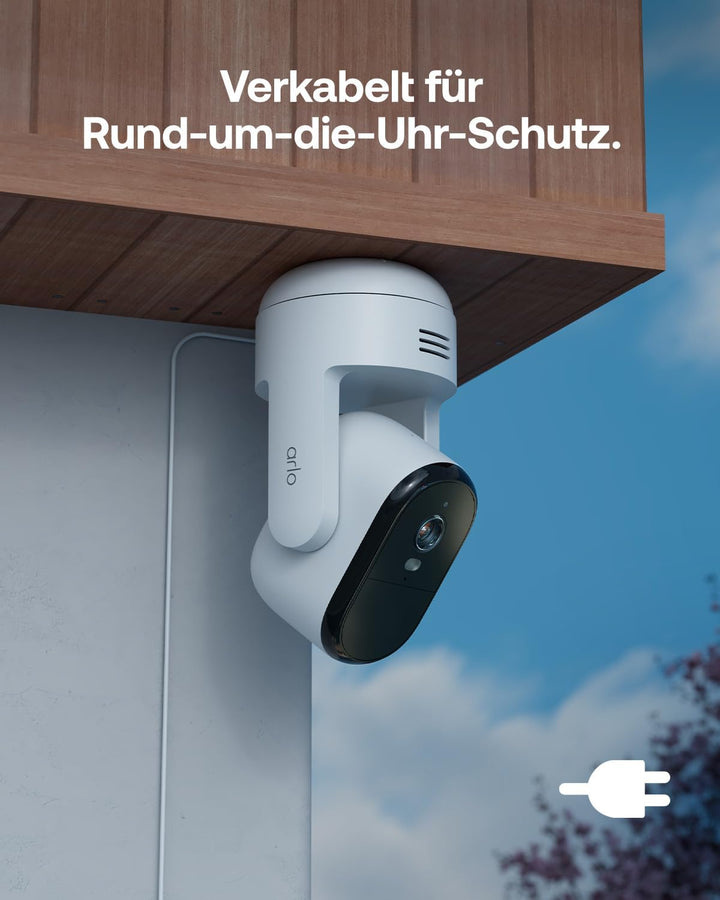 Arlo Essential 3 HD PTZ Überwachungskamera Aussen WLAN, 1080p Video, Farbnachtsicht, 360º Schwenkbar