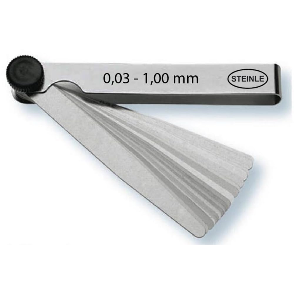 STEINLE Fühlerlehre 32 Blatt 0.03-1.00 mm Abstands Lehre Ventillehre Fühllehre