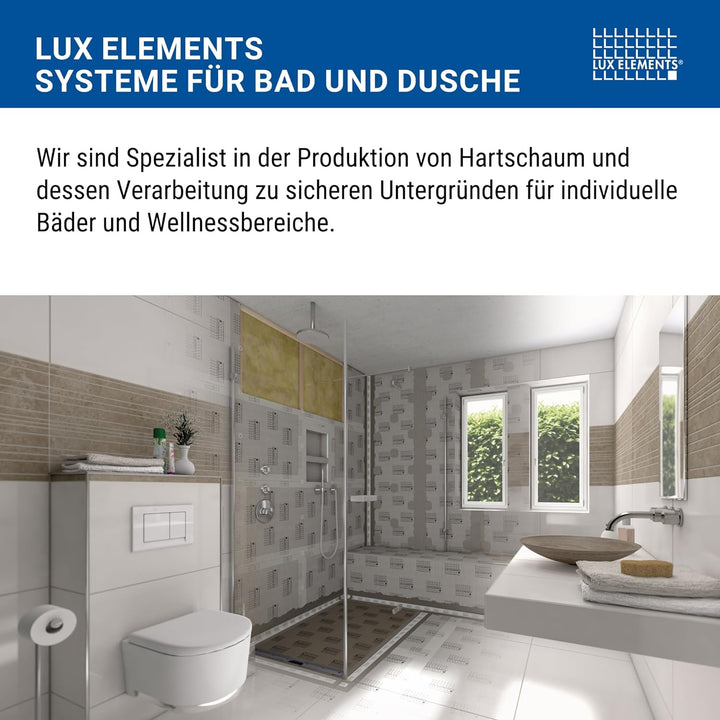 LUX ELEMENTS Bauplatte Fertig zum Verfliesen, 125 x 60 cm, 4 Stück (3 qm) LELEE4117, Grau, 6 mm Baup