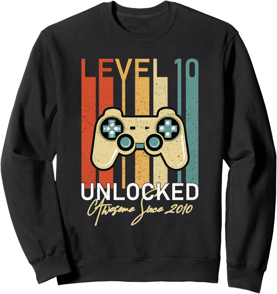 Level 10 Unlocked Awesome Since 2010 10th Birthday Gift Sweatshirt