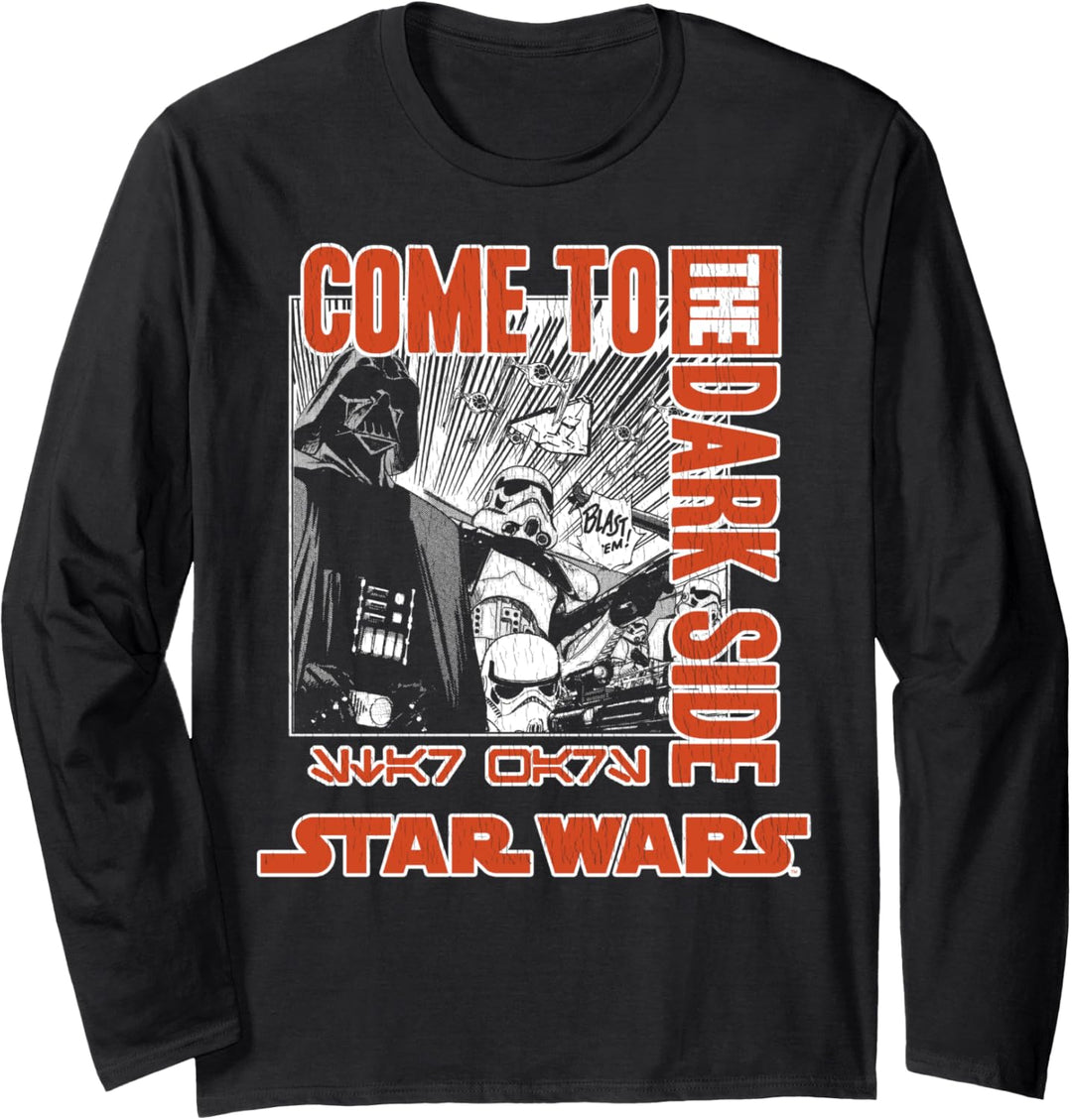 Star Wars Come To The Dark Side Kanji Blue Poster Langarmshirt