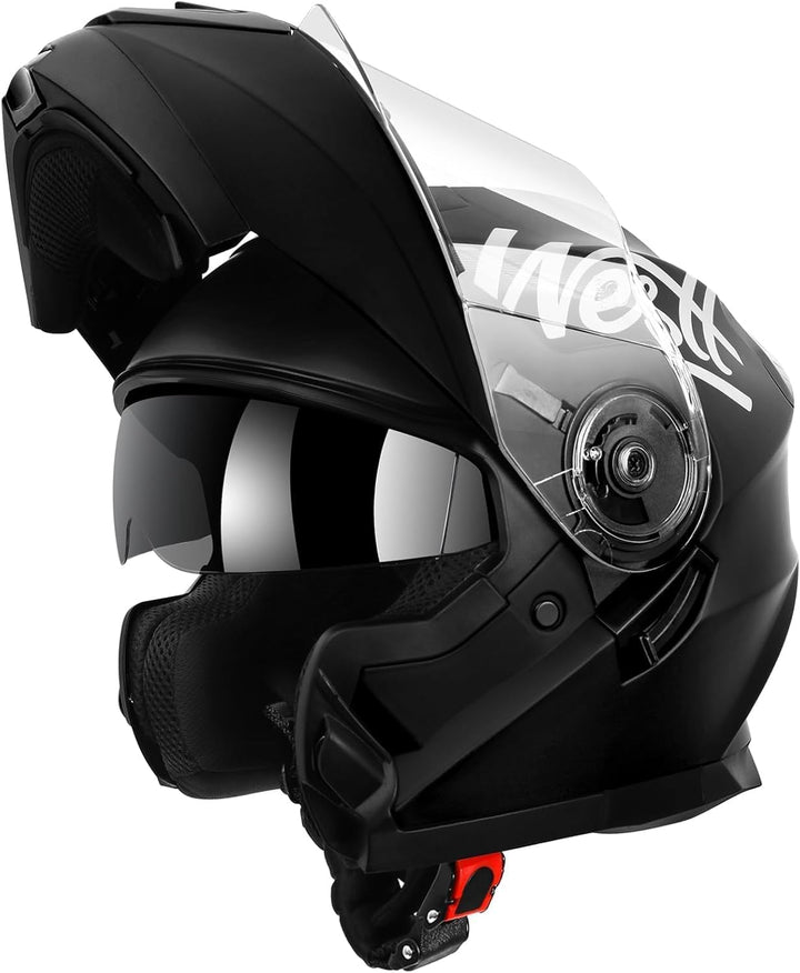 Westt Motorradhelm Integralhelm Herren Damen mit verstärktem Kinnschutz Chopper Moped Mofa Roller He