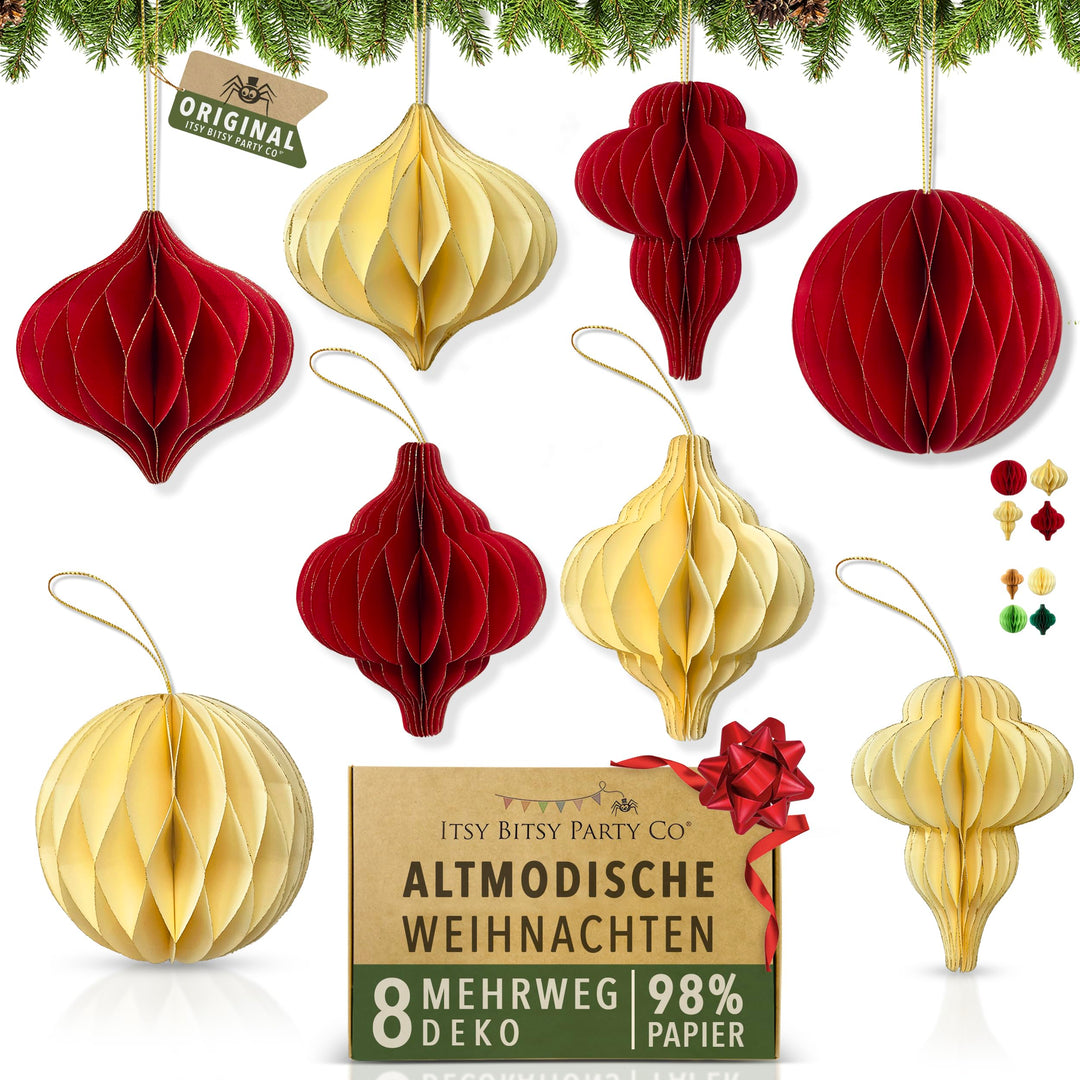 Premium Wiederverwendbare Weihnachtsdeko - Christbaumschmuck, Papier Weihnachtskugeln, Weihnachtsbau