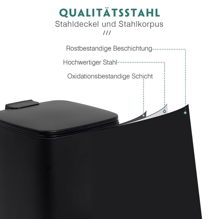 Kosmetikeimer 6L, Mülleimer bad, Badmülleimer mit Deckel, (Soft Close) Tretmülleimer aus Metall für