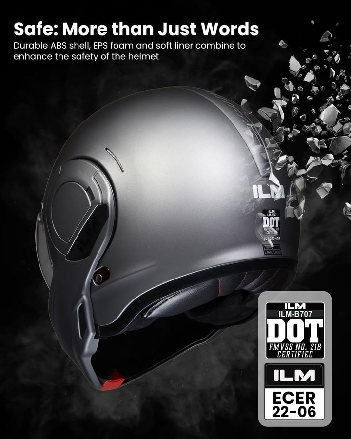 ILM Motorradhelm Integralhelm Klapphelm Fullface Helm Herren Damen ATV UTV mit 180° Umkehrbarer Kinn