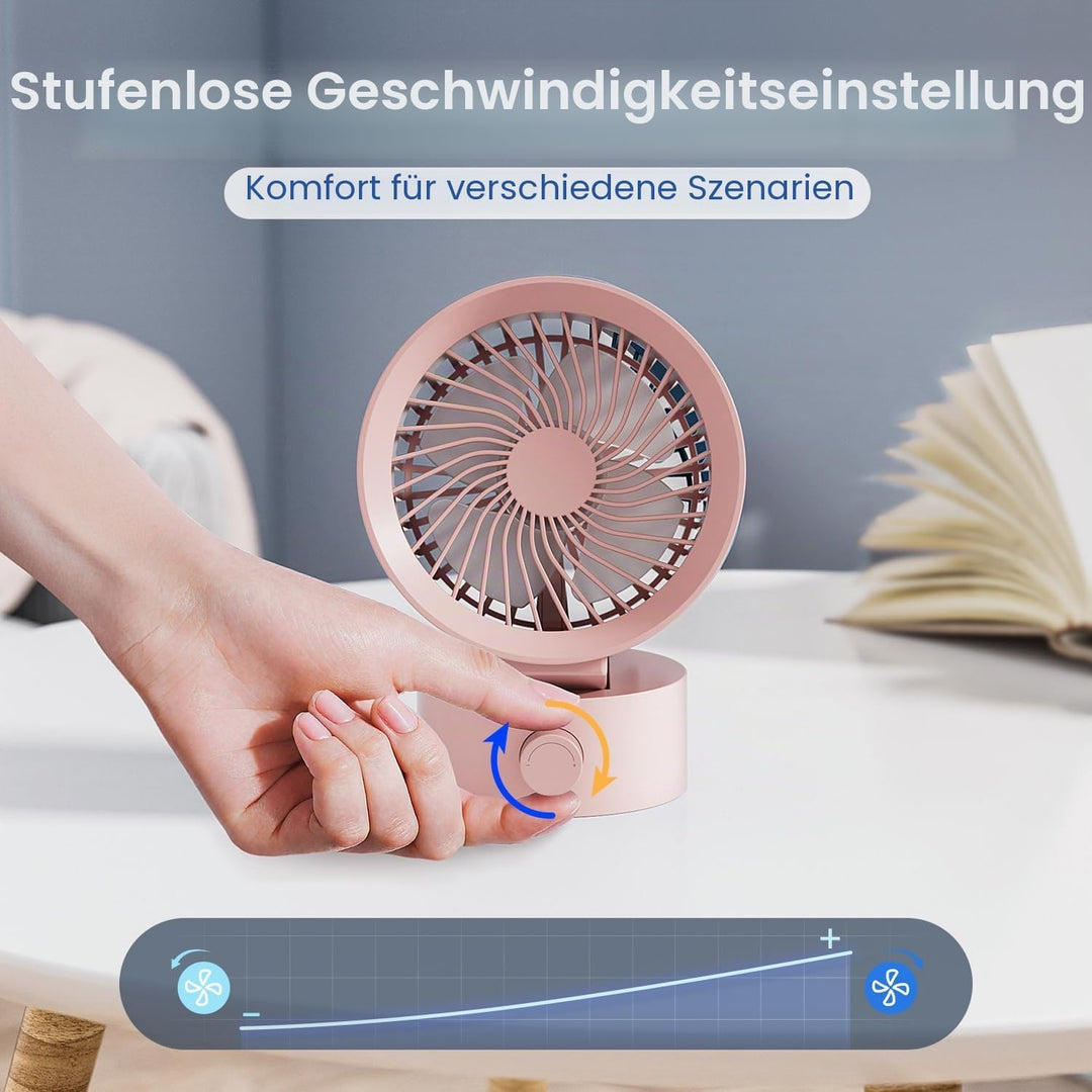 USB Ventilator Leise – Mini Tischventilator mit Stufenloser Regelung, Kleiner Schreibtischventilator