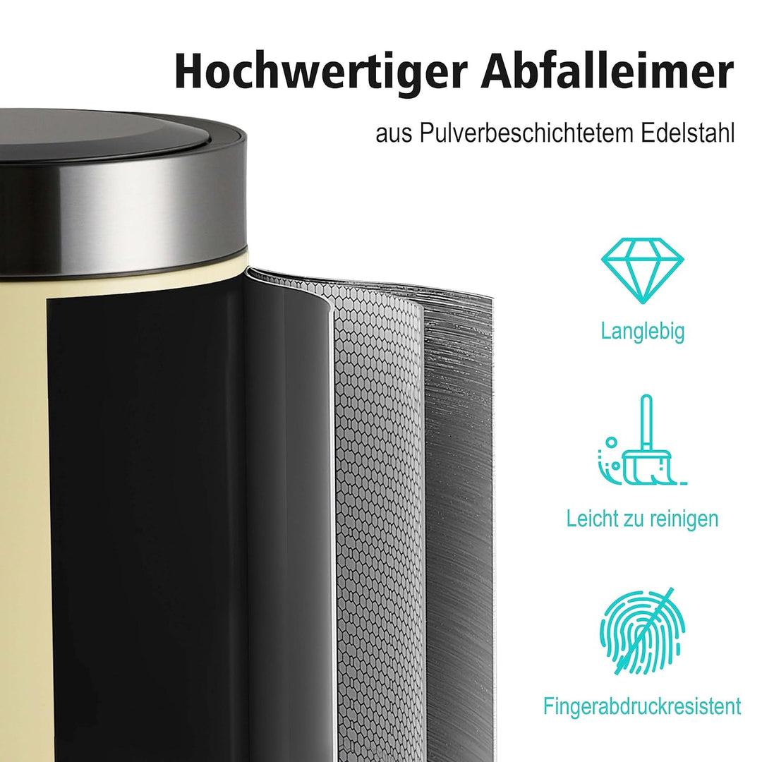 Ribelli 30L Mülleimer mit Sensor - Abfalleimer aus Edelstahl - automatisches Öffnen und Schliessen -