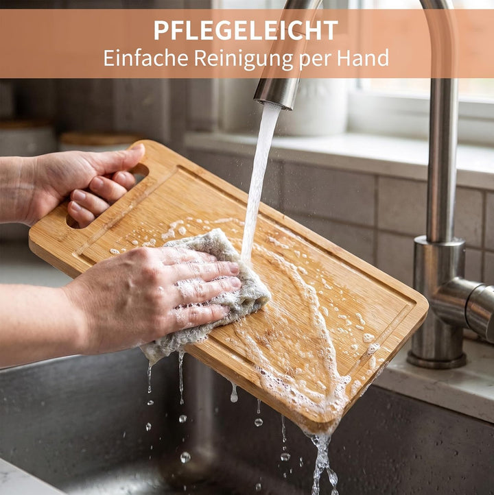 2 Stück Graviertes Bambus Schneidebrett Holzbrett Küche Holzbretter, Holzschneidebrett, Schneidbrett