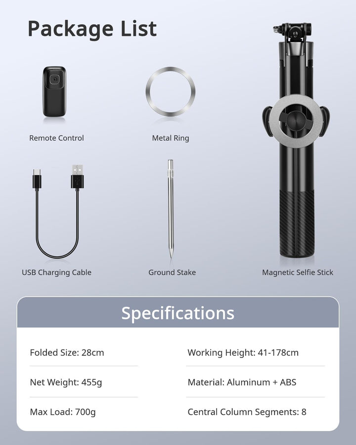 Victiv Stark Magnet iPhone Stativ, 180cm Magnetisches Handy Stativ mit Erdspiess mehr Stabilität für