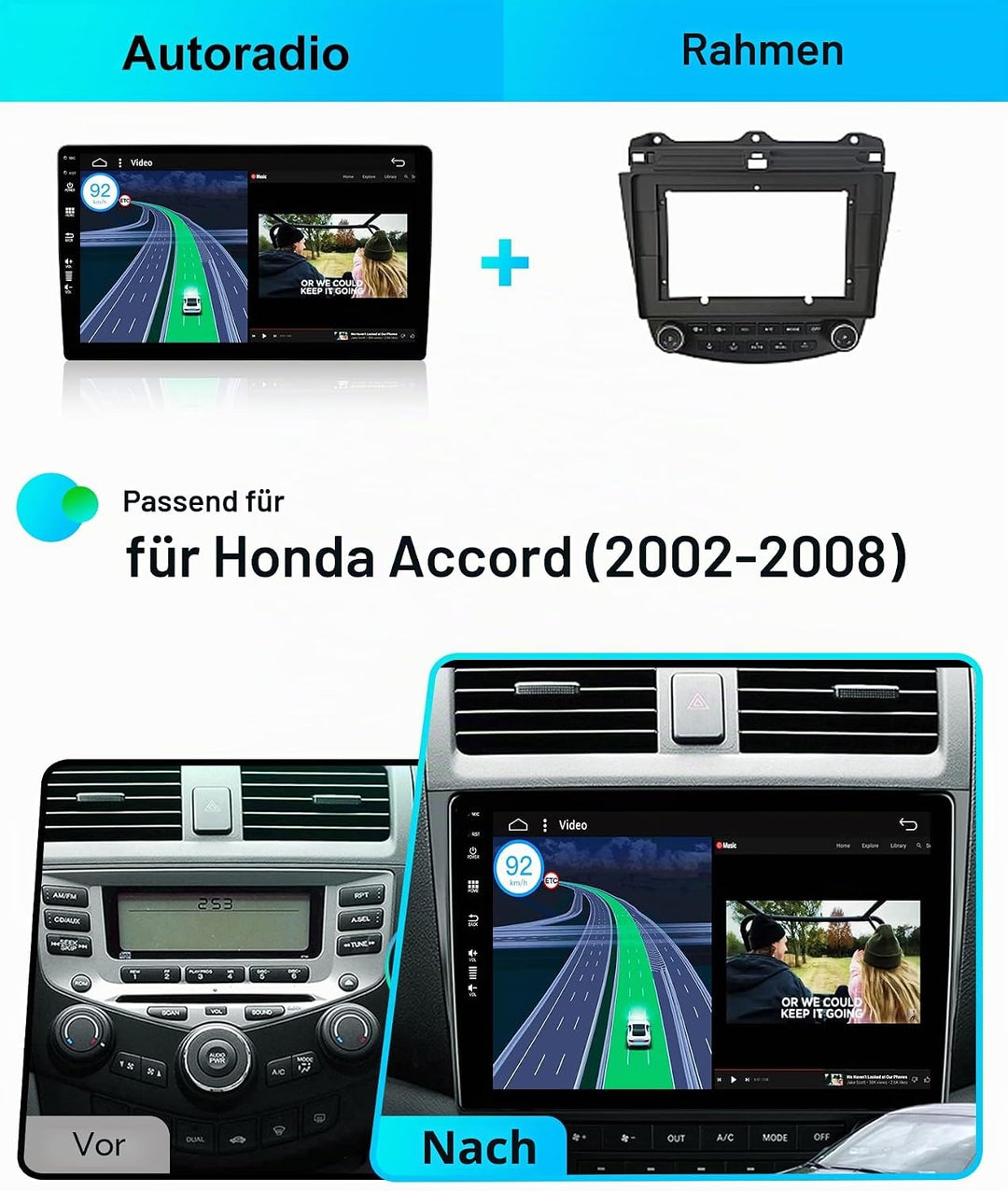 JOYX - 6G+128G - Android 15 Autoradio Passt für Honda Accord 7th (2002-2007) - Eingebaut DSP/Carplay