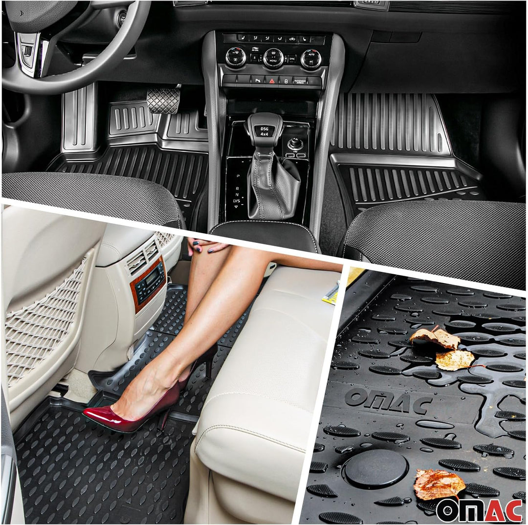 OMAC Fussmatten &amp; Kofferraumwanne Set kompatibel mit BMW 5er G30 2017-2024 Gummi TPE Schwarz 5X Set