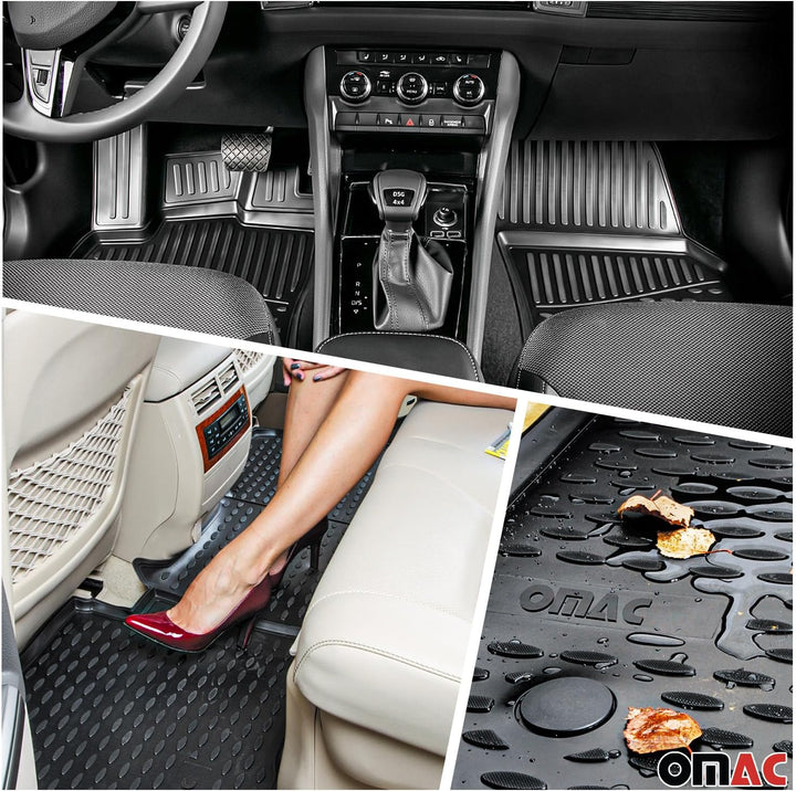 OMAC Fussmatten &amp; Kofferraumwanne Set kompatibel mit BMW 5er G30 2017-2024 Gummi TPE Schwarz 5X Set