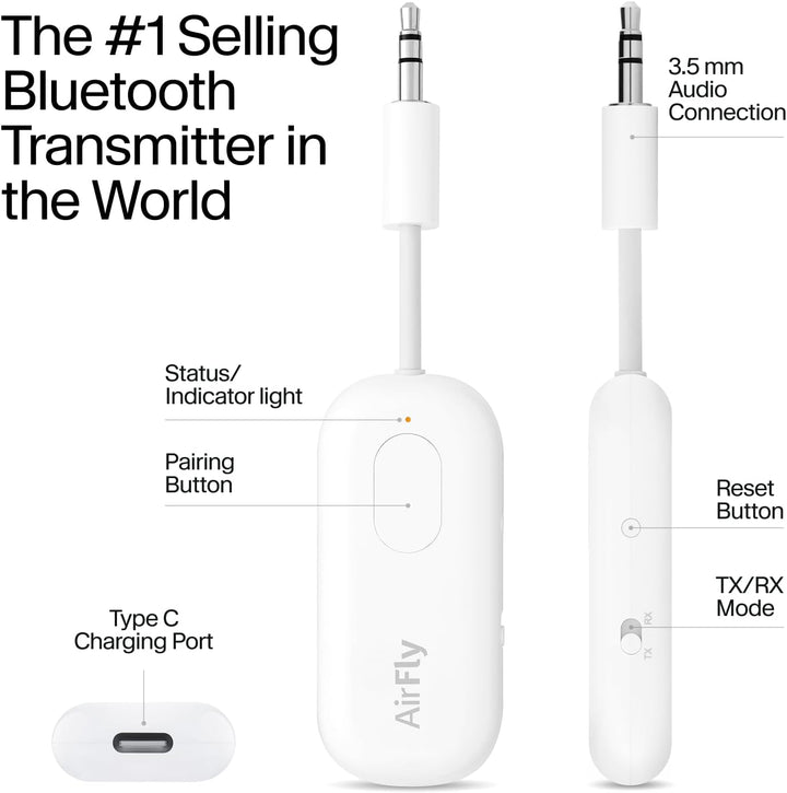 Twelve South AirFly Pro | Bluetooth Audio Adapter, Audio-Transmitter/Empfänger für bis zu 2 AirPods/