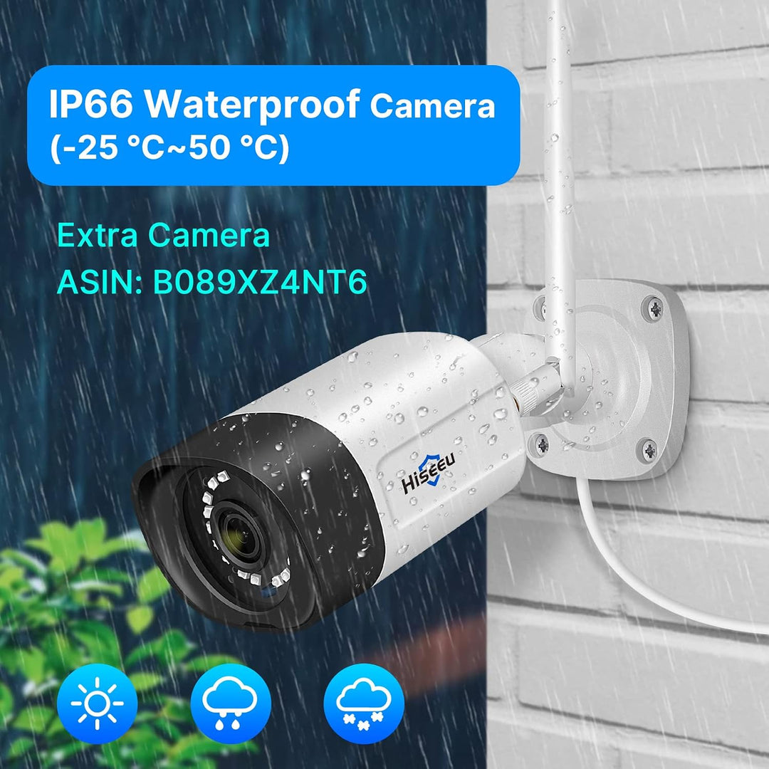【5MP+3TB Festplatte】 Hiseeu Überwachungskamera Set Aussen WLAN mit 12&