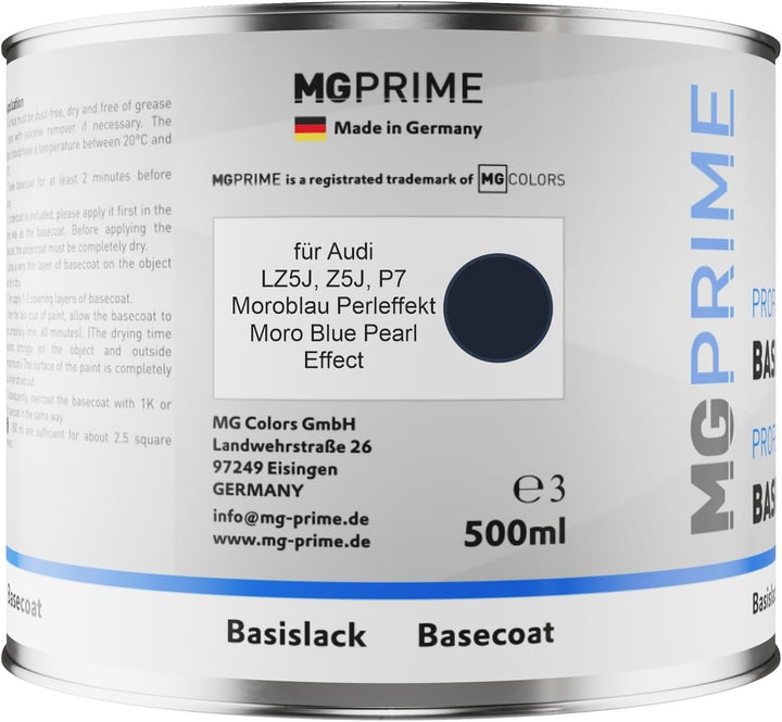 MG PRIME Autolack Set Dose spritzfertig für Audi LZ5J / Z5J / P7 Moroblau Perleffekt/Moro Blue Pearl