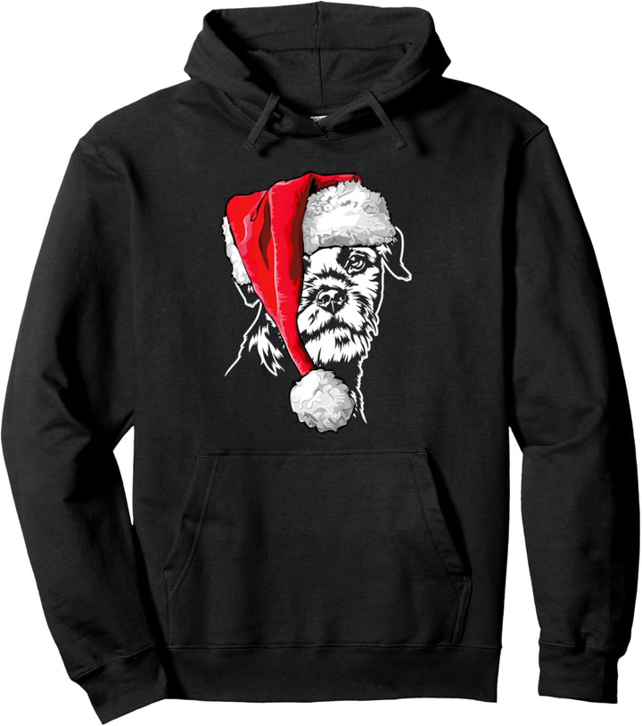 Santa Border Terrier Weihnachtsmann Weihnachten Hunde Pullover Hoodie