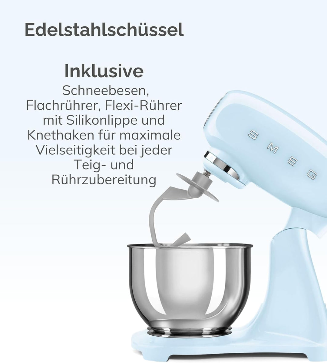 SMEG, SMF03GREU Küchenmaschine, 10 Geschwindigkeitsstufen, Planetenrührwerk, Sicherheitsabschaltung,
