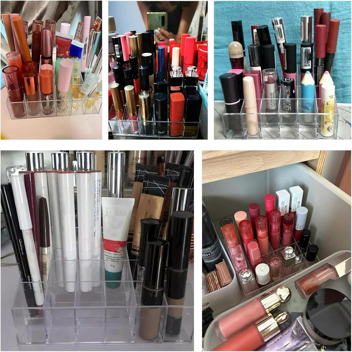 Tecbeauty Lippenstift-Halter, 24 Fächer, transparenter Lippenstift-Organizer, Acryl, Lipgloss, Aufbe