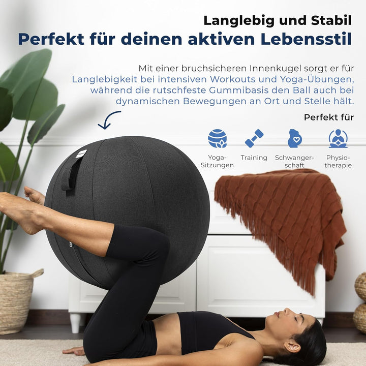 Backerz Sitzball 65 cm - Ergonomische Sitzmöbel für Büro und Heimbüro - Langlebiger Stoff, Gymnastik