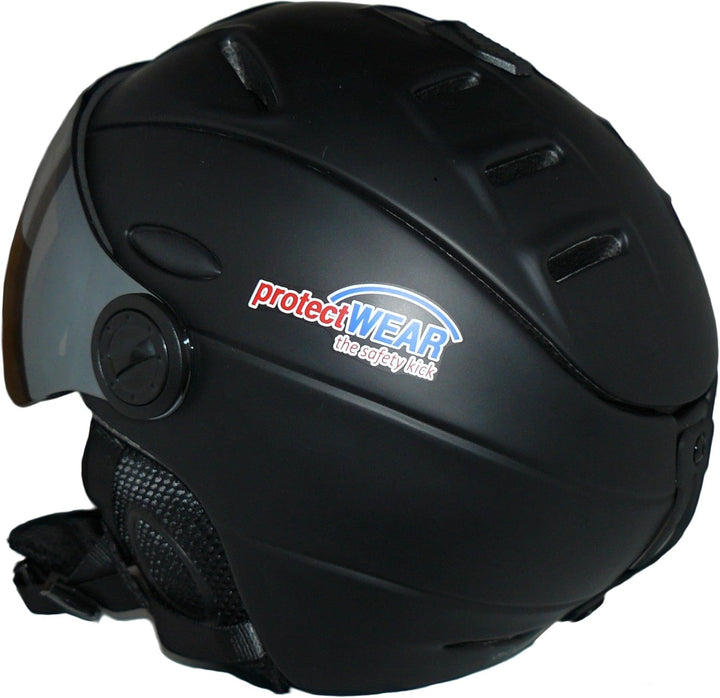 protectWEAR Skihelm MS95 schwarz matt mit Zwei Visieren klappbar XL, XL