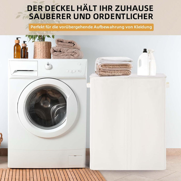 Wäschekorb Mit Deckel, 160L Extra Grosse Wäschekorb 3 Fächer Schmutzige Kleidung Hampers Für Wäsche