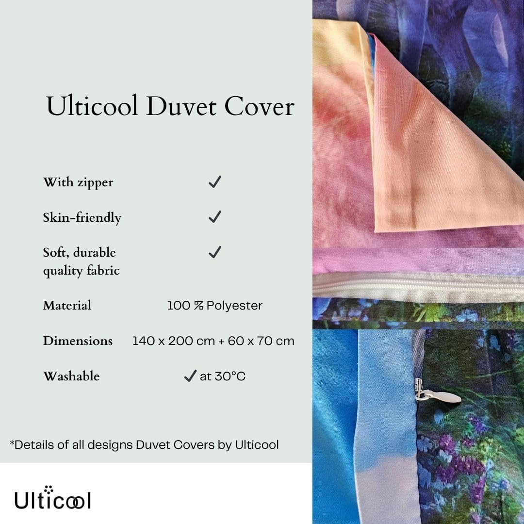 Ulticool – Bettbezug – Bettwäsche Einhorn Unicorn Pferd Regenbogen – 140 x 200 cm – Kissenbezug 60 x