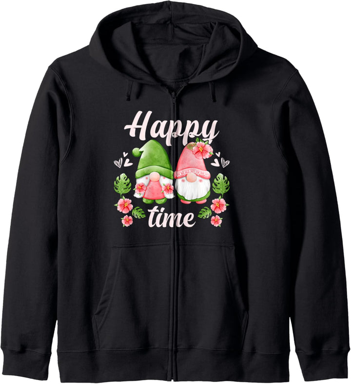 Wichtel Paar mit Blumen, Gartenzwerge Kapuzenjacke