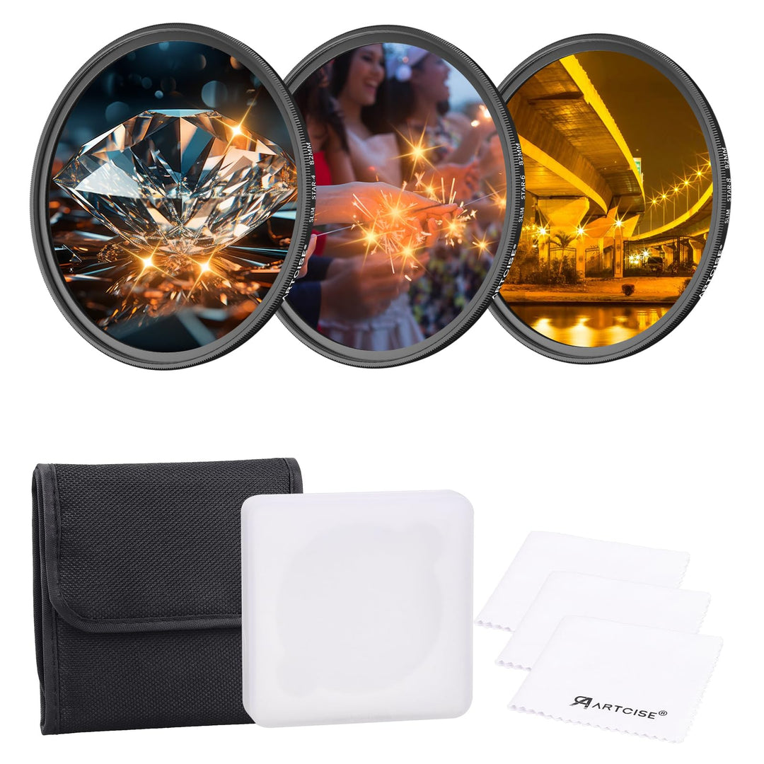 ARTCISE 67 mm Sternfilter-Set, 4 Punkte, 6 Punkte, 8 Punkte, Kreuzstern-Spezialeffekte, optische Gla