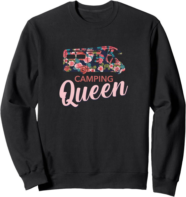 Camping Queen mit Rosa Rote Rosen I Wohnmobil Camping Sweatshirt