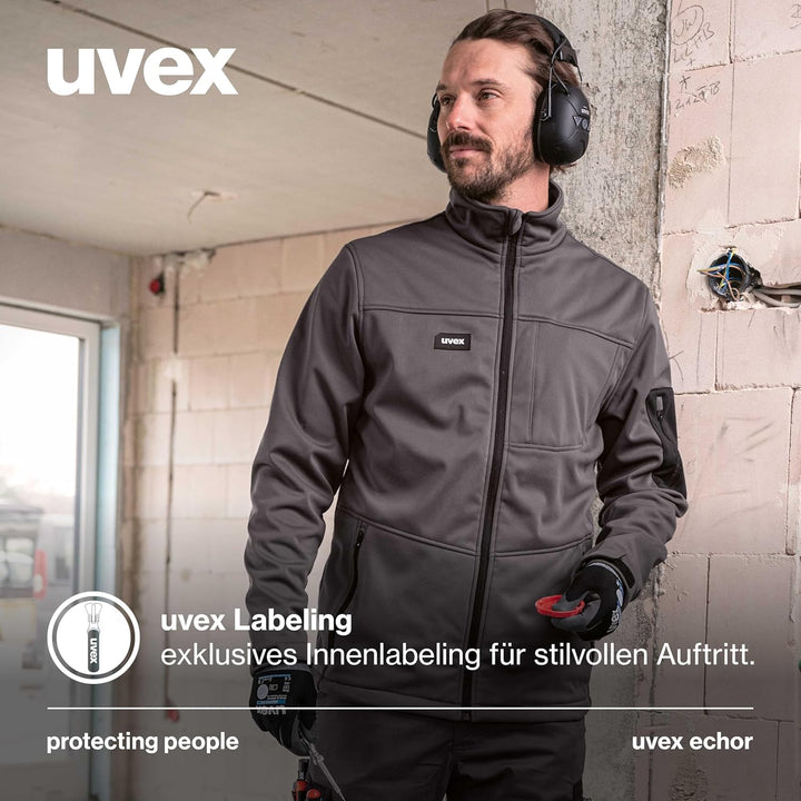 Uvex Echor Softshell-Arbeitsjacke für Herren - atmungsaktiv & wasserabweisend M Grau, M Grau