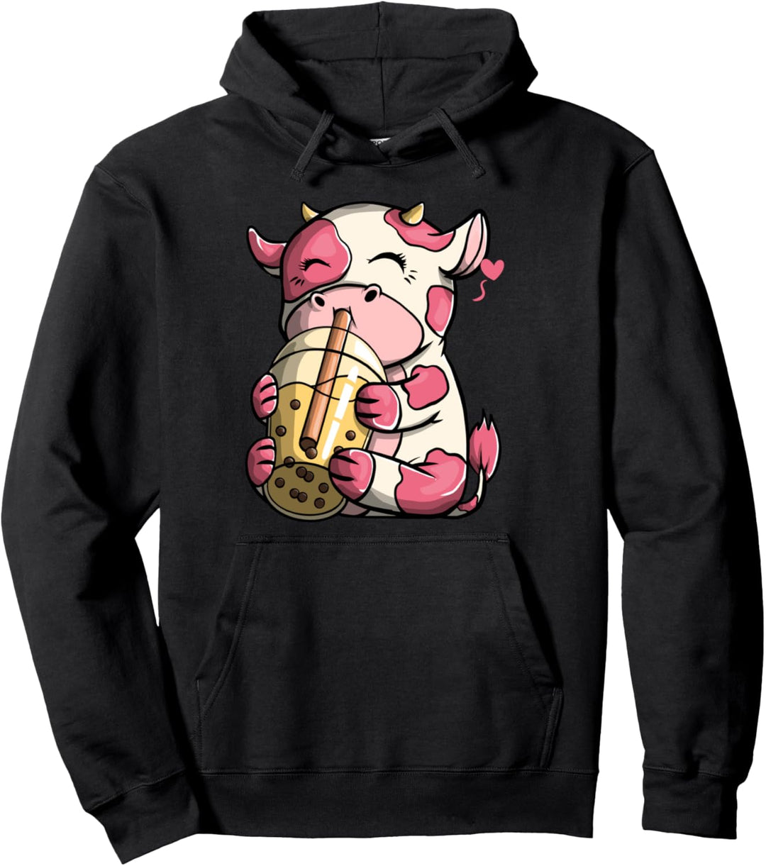 Boba Cow Geschenk Bubble Tea Cute Anime Gift for Kids Pullover Hoodie