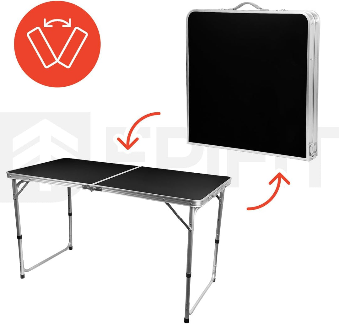 MalTec Wandertisch Klappbarer Campingtisch Koffer Camp 120 Set Set mit 4 Stühlen