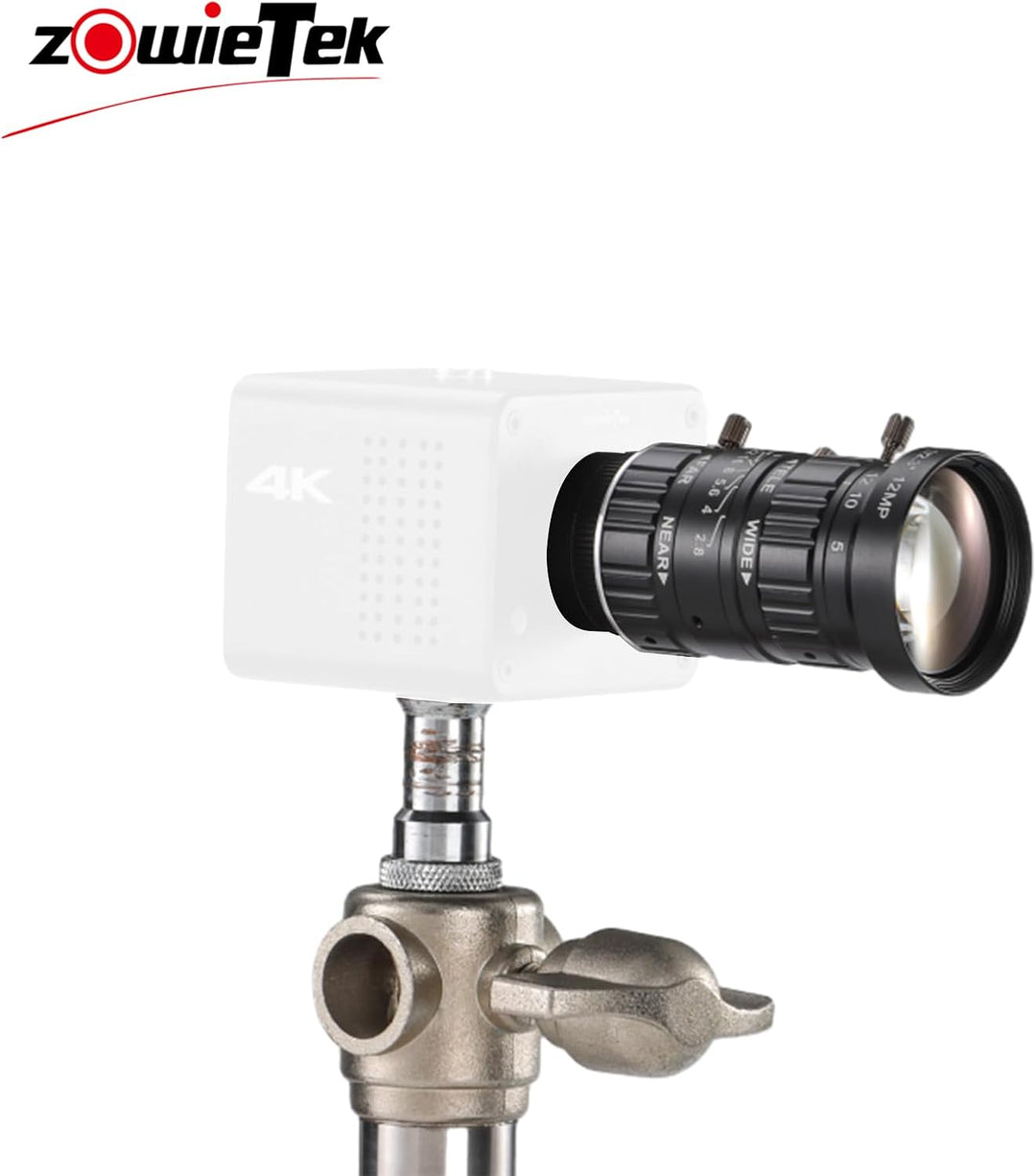 Zowietek 5-50 mm 12 MP C-Mount Zoomobjektiv mit geringer Verzerrung, mit C-CS-Adapter, für Zowietek