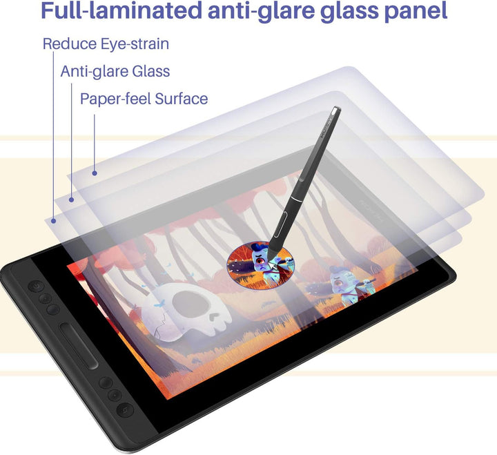 HUION KAMVAS PRO 13 Grafiktablett mit Display 13,3 Zoll Grafikzeichnungsmonitor, voll laminiert, mit