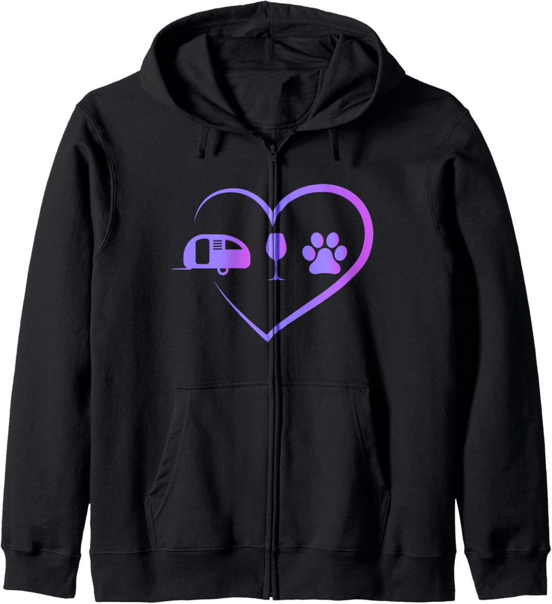 Camping Trailer Wein trinken Hund Liebe Herz Hobby Geschenk Kapuzenjacke