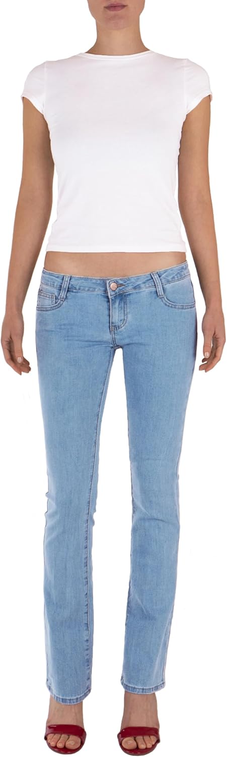 Damen Jeans Hosen Bootcut Hüftjeans, Hellblau