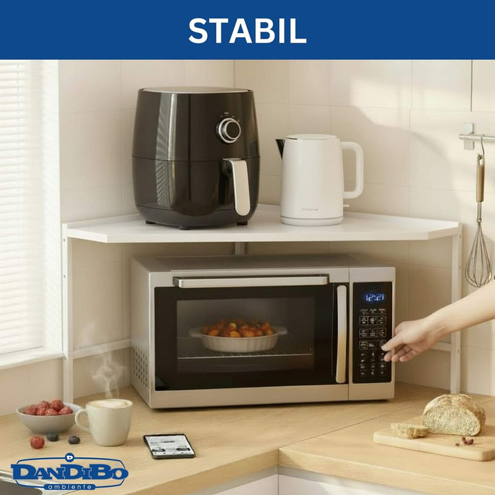 DanDiBo Mikrowellenregal Eckregal Küche Stehend Arbeitsplatte 72x72 cm Weiss 2 Stufig 96689 Mikrowel