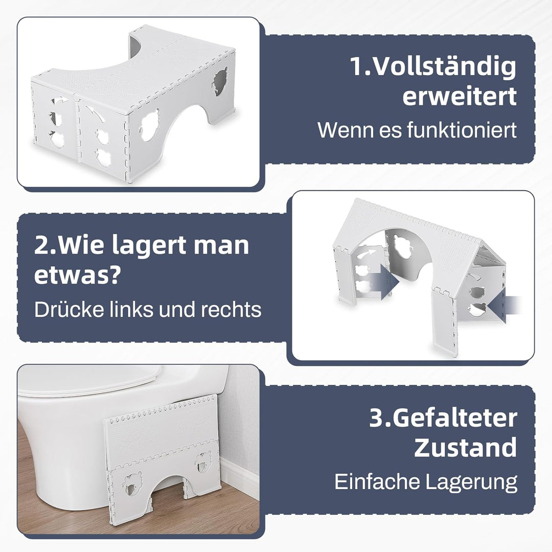 Toilettenhocker Klappbar - Physiologischer Hocker Badezimmer für Erwachsene und Kinder - WC Hocker f
