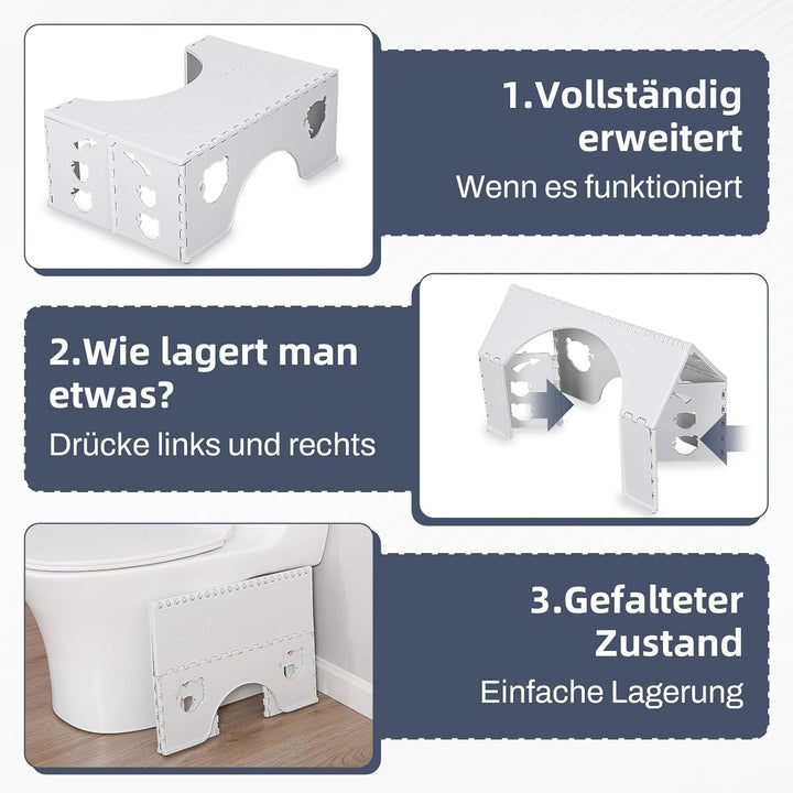 Toilettenhocker Klappbar - Physiologischer Hocker Badezimmer für Erwachsene und Kinder - WC Hocker f