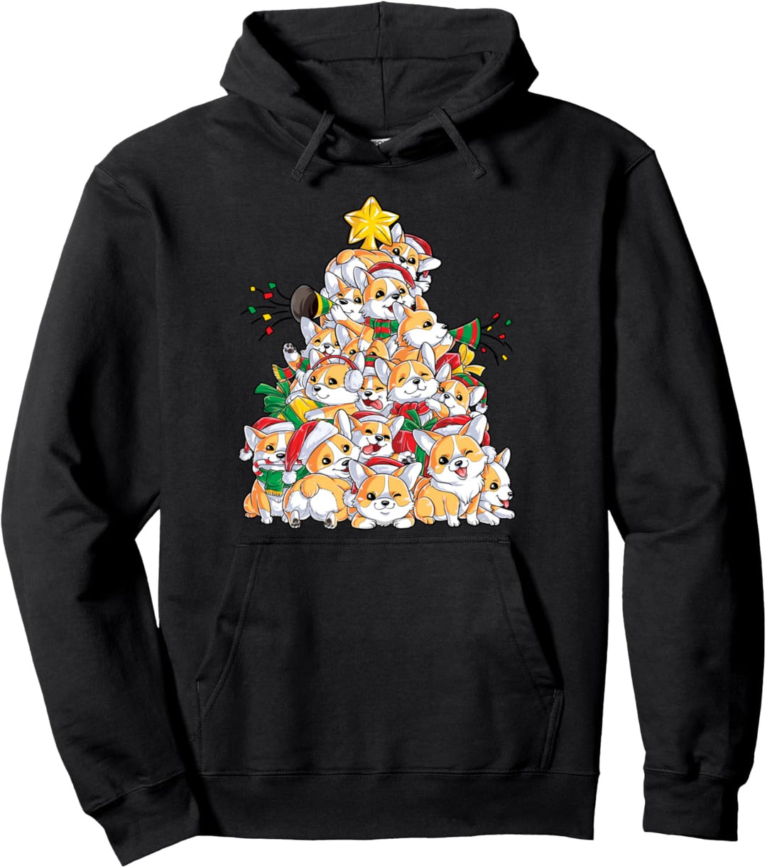 Corgi Christmas Tree Dog Santa Merry Corgmas Xmas Gifts Boys Pullover Hoodie