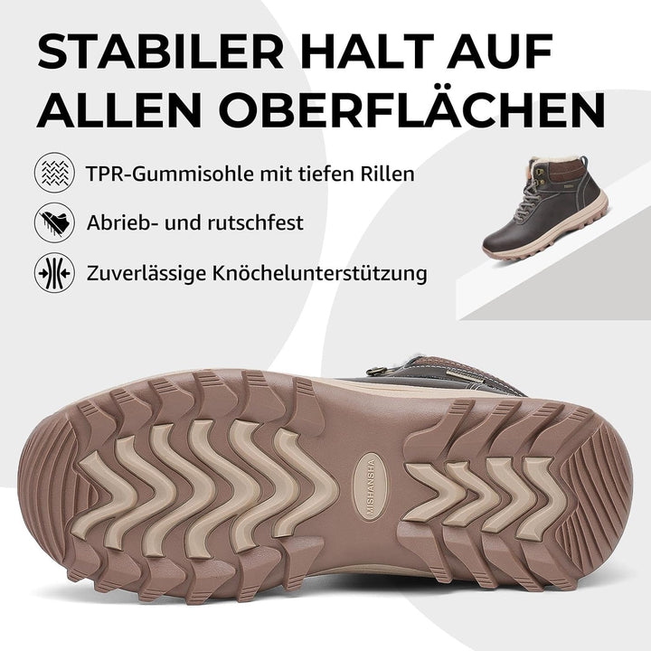 Mishansha Unisex Winterschuhe Warme Gefütterte Winterstiefel Wasserdicht Wanderschuhe Gr.36-48, Brau