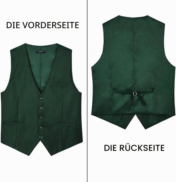 HISDERN Herren Formale Hochzeit Party Weste Baumwolle Einfarbig Weste XXL Waldgrün, XXL Waldgrün