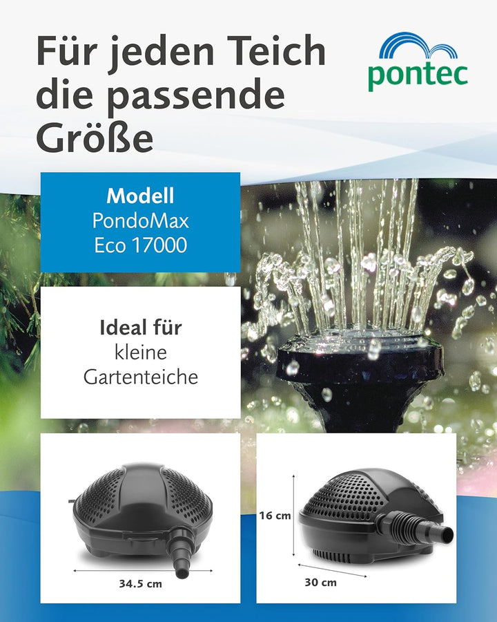 Pontec 56567 PondoMax Eco 17000 - Filter- und Bachlaufpumpe / energieeffiziente Pumpe für Bachläufe