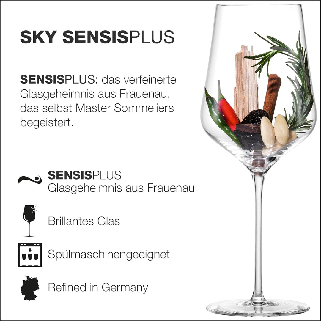 Eisch Sky Bordeaux Sensis Plus bleifreies Kristallweinglas, 2 Stück, 620 ml Bordeaux, 2er-Set, Borde