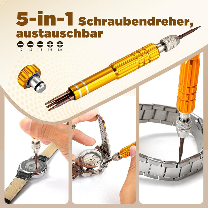 Eventronic Uhrenwerkzeug Set + Uhr Presse, Uhr Einpresswerkzeug, Uhrmacherwerkzeug Set, Uhrenwerkzeu