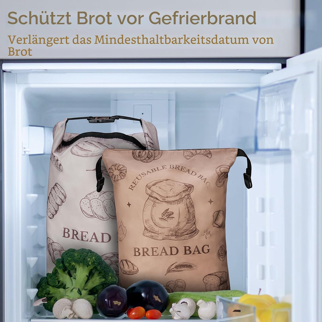 NiHome 2 Stück Wiederverwendbare Brotbeutel mit Reissverschluss, für Selbstgemachtes Brot, Grosse Br